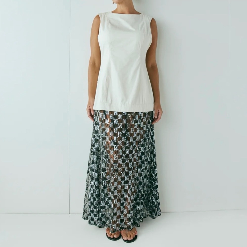 Brand New with Tags VRG GRL Robbie Sequin Maxi Cream Dress Size 14 AU/XL US